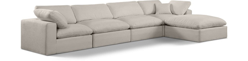 Meridian Furniture - Comfy Beige Linen Textured Fabric Modular Sectional - 5Pc - 187Beige-Sec5A veiw 1