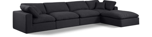 Meridian Furniture - Comfy Black Linen Textured Fabric Modular Sectional - 5Pc - 187Black-Sec5A veiw 1