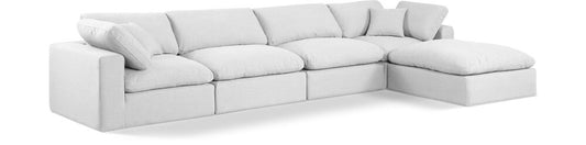 Meridian Furniture - Comfy White Linen Textured Fabric Modular Sectional - 5Pc - 187White-Sec5A veiw 1