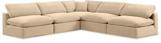 Meridian Furniture - Comfy Beige Velvet Modular Sectional - 5Pc - 189Beige-Sec5B veiw 1
