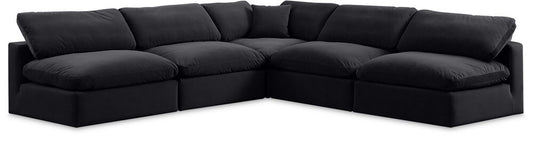 Meridian Furniture - Comfy Black Velvet Modular Sectional - 5Pc - 189Black-Sec5B veiw 1