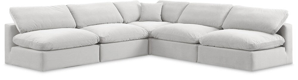 Meridian Furniture - Comfy Cream Velvet Modular Sectional - 5Pc - 189Cream-Sec5B veiw 1