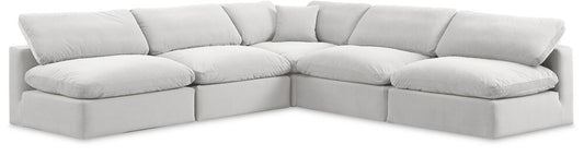 Meridian Furniture - Comfy Cream Velvet Modular Sectional - 5Pc - 189Cream-Sec5B veiw 1