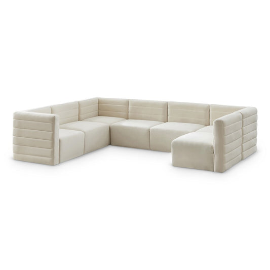 Meridian Furniture - Quincy Cream Velvet Modular Sectional - 7Pc - 677Cream-Sec7A veiw 1