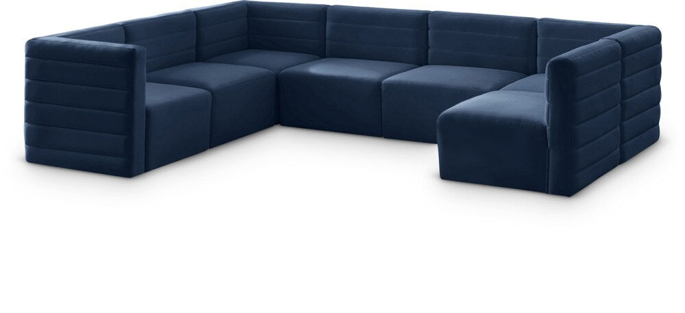 Meridian Furniture - Quincy Navy Velvet Modular Sectional - 7Pc - 677Navy-Sec7A veiw 1