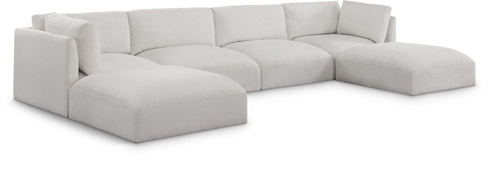 Meridian Furniture - Ease Cream Polyester Fabric Modular Sectional - 6Pc - 696Cream-Sec6C veiw 1
