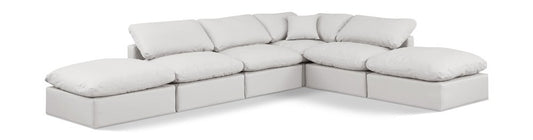Meridian Furniture - Indulge Cream Vegan Leather Modular Sectional - 6Pc - 146Cream-Sec6E veiw 1