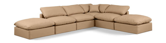 Meridian Furniture - Indulge Tan Vegan Leather Modular Sectional - 6Pc - 146Tan-Sec6E veiw 1