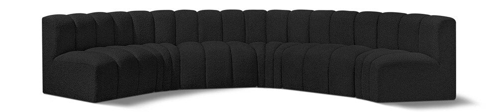 Meridian Furniture - Arc Black Boucle Fabric Modular Sofa - 6Pc - 102Black-S6B veiw 1