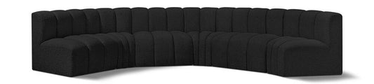 Meridian Furniture - Arc Black Boucle Fabric Modular Sofa - 6Pc - 102Black-S6B veiw 1