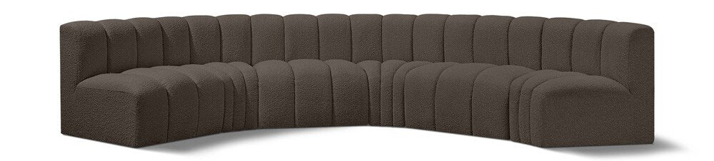 Meridian Furniture - Arc Brown Boucle Fabric Modular Sofa - 6Pc - 102Brown-S6B veiw 1