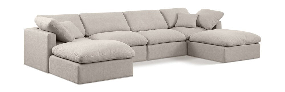 Meridian Furniture - Indulge Beige Linen Textured Fabric Modular Sectional - 6Pc - 141Beige-Sec6B veiw 1