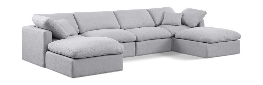 Meridian Furniture - Indulge Grey Linen Textured Fabric Modular Sectional - 6Pc - 141Grey-Sec6B veiw 1