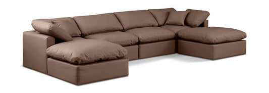 Meridian Furniture - Indulge Brown Vegan Leather Modular Sectional - 6Pc - 146Brown-Sec6B veiw 1