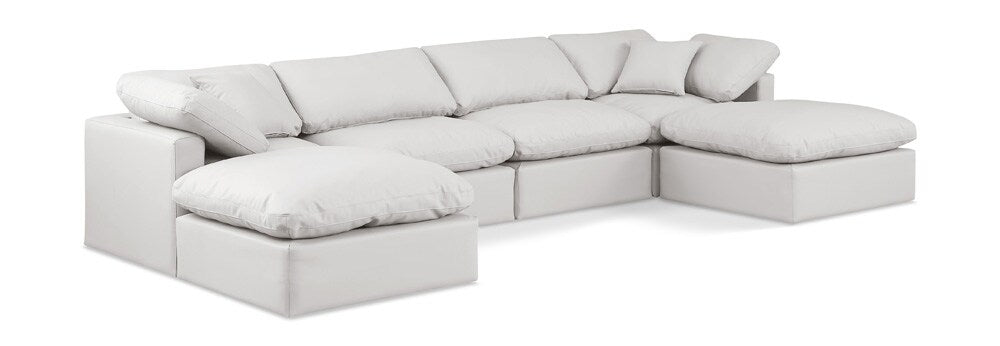 Meridian Furniture - Indulge Cream Vegan Leather Modular Sectional - 6Pc - 146Cream-Sec6B veiw 1