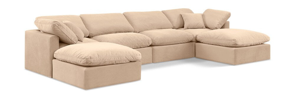 Meridian Furniture - Indulge Beige Velvet Modular Sectional - 6Pc - 147Beige-Sec6B veiw 1