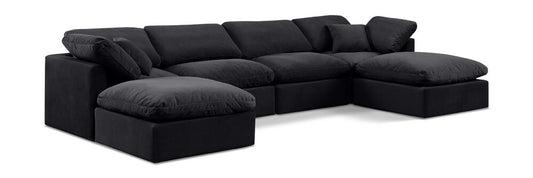 Meridian Furniture - Indulge Black Velvet Modular Sectional - 6Pc - 147Black-Sec6B veiw 1