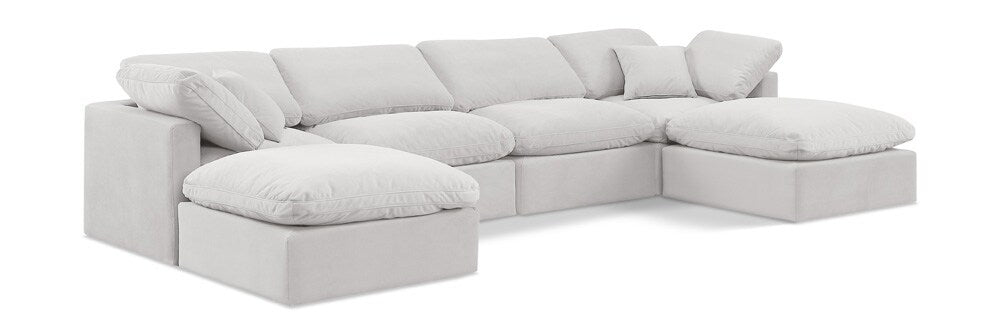 Meridian Furniture - Indulge Cream Velvet Modular Sectional - 6Pc - 147Cream-Sec6B veiw 1