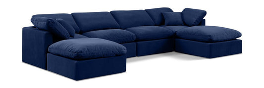 Meridian Furniture - Indulge Navy Velvet Modular Sectional - 6Pc - 147Navy-Sec6B veiw 1