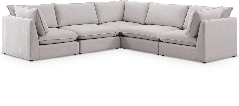 Meridian Furniture - Mackenzie Beige Durable Linen Textured Modular Sectional - 5Pc - 688Beige-Sec5D veiw 1