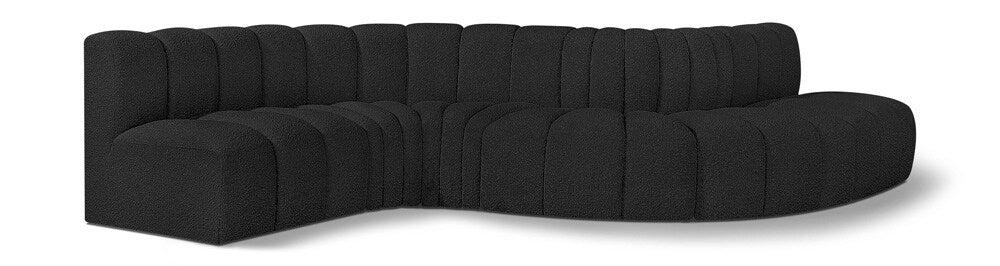 Meridian Furniture - Arc Black Boucle Fabric Modular Sofa - 6Pc - 102Black-S6A veiw 1