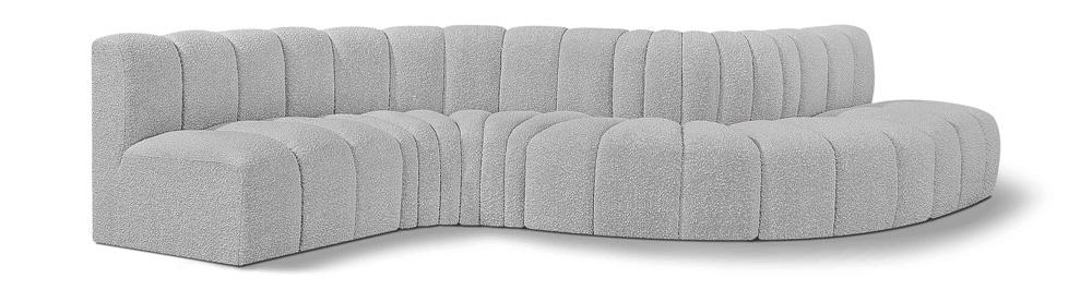 Meridian Furniture - Arc Grey Boucle Fabric Modular Sofa - 6Pc - 102Grey-S6A veiw 1