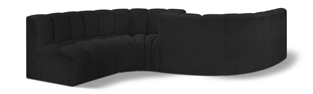 Meridian Furniture - Arc Black Boucle Fabric Modular Sofa - 6Pc - 102Black-S6D veiw 1