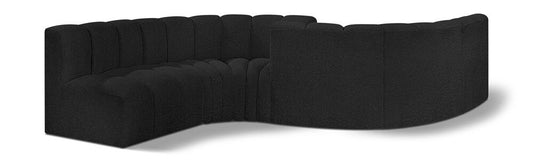 Meridian Furniture - Arc Black Boucle Fabric Modular Sofa - 6Pc - 102Black-S6D veiw 1