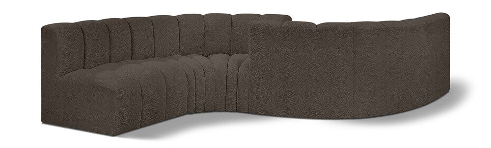 Meridian Furniture - Arc Brown Boucle Fabric Modular Sofa - 6Pc - 102Brown-S6D veiw 1