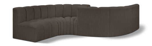 Meridian Furniture - Arc Brown Boucle Fabric Modular Sofa - 6Pc - 102Brown-S6D veiw 1