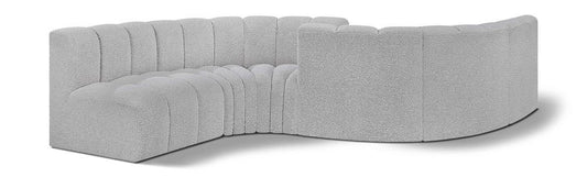 Meridian Furniture - Arc Grey Boucle Fabric Modular Sofa - 6Pc - 102Grey-S6D veiw 1