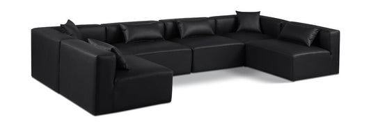 Meridian Furniture - Cube Black Vegan Leather Modular Sectional - 6Pc - 668Black-Sec6D veiw 1