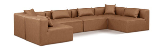 Meridian Furniture - Cube Brown Vegan Leather Modular Sectional - 6Pc - 668Brown-Sec6D veiw 1