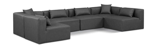Meridian Furniture - Cube Charcoal Grey Vegan Leather Modular Sectional - 6Pc - 668Grey-Sec6D veiw 1