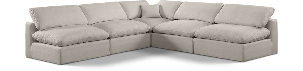 Meridian Furniture - Comfy Beige Linen Textured Fabric Modular Sectional - 5Pc - 187Beige-Sec5B veiw 1