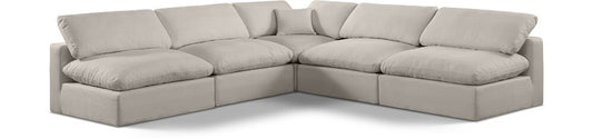Meridian Furniture - Comfy Beige Linen Textured Fabric Modular Sectional - 5Pc - 187Beige-Sec5B veiw 1