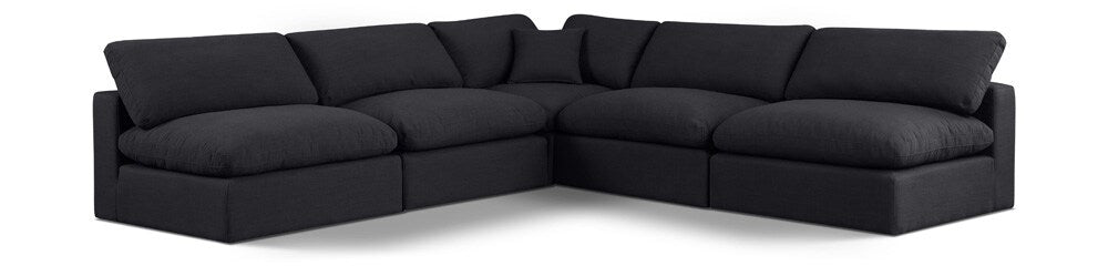 Meridian Furniture - Comfy Black Linen Textured Fabric Modular Sectional - 5Pc - 187Black-Sec5B veiw 1