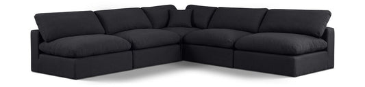 Meridian Furniture - Comfy Black Linen Textured Fabric Modular Sectional - 5Pc - 187Black-Sec5B veiw 1