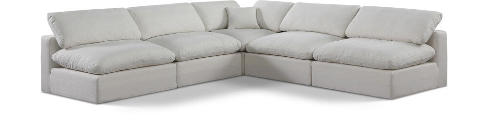 Meridian Furniture - Comfy Cream Linen Textured Fabric Modular Sectional - 5Pc - 187Cream-Sec5B veiw 1