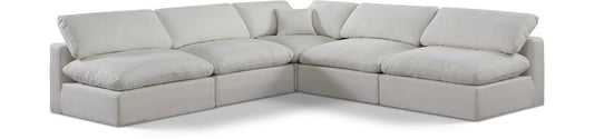 Meridian Furniture - Comfy Cream Linen Textured Fabric Modular Sectional - 5Pc - 187Cream-Sec5B veiw 1