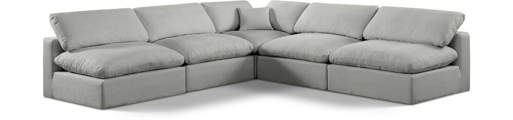 Meridian Furniture - Comfy Grey Linen Textured Fabric Modular Sectional - 5Pc - 187Grey-Sec5B veiw 1