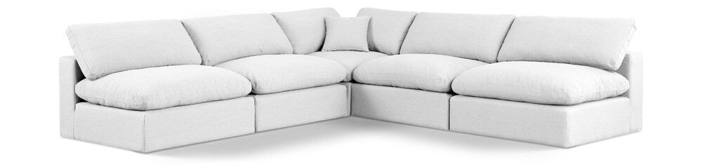 Meridian Furniture - Comfy White Linen Textured Fabric Modular Sectional - 5Pc - 187White-Sec5B veiw 1