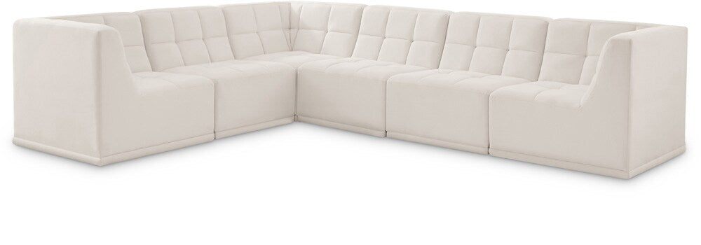 Meridian Furniture - Relax Cream Velvet Modular Sectional - 6Pc - 650Cream-Sec6A veiw 1