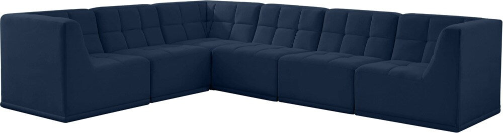 Meridian Furniture - Relax Navy Velvet Modular Sectional - 6Pc - 650Navy-Sec6A veiw 1