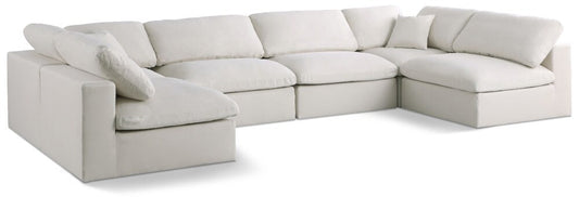 Meridian Furniture - Plush Cream Velvet Standard Comfort Modular Sectional - 6Pc - 602Cream-Sec6D veiw 1