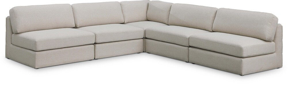 Meridian Furniture - Beckham Beige Durable Linen Textured Fabric Modular Sectional - 5Pc - 681Beige-Sec5C veiw 1