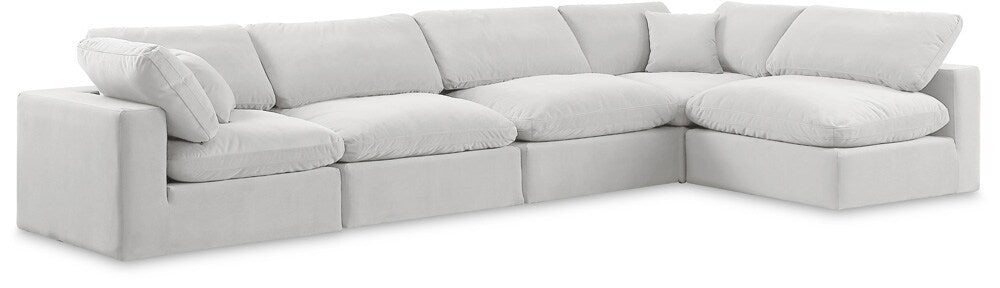 Meridian Furniture - Comfy Cream Velvet Modular Sectional - 5Pc - 189Cream-Sec5D veiw 1