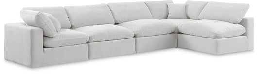 Meridian Furniture - Comfy Cream Velvet Modular Sectional - 5Pc - 189Cream-Sec5D veiw 1