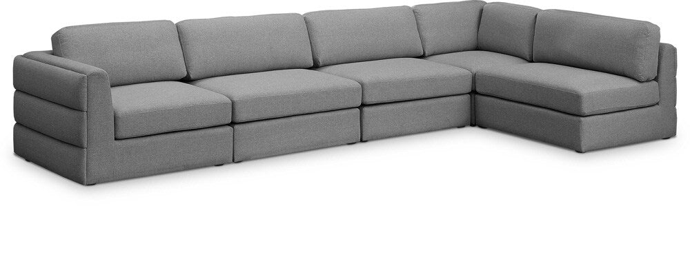 Meridian Furniture - Beckham Grey Durable Linen Textured Fabric Modular Sectional - 5Pc - 681Grey-Sec5B veiw 1