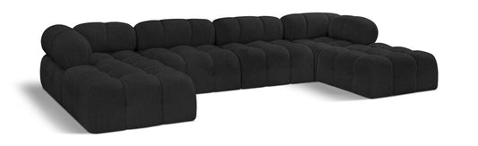 Meridian Furniture - Ames Black Boucle Fabric Modular Sectional - 6Pc - 611Black-Sec6D veiw 1